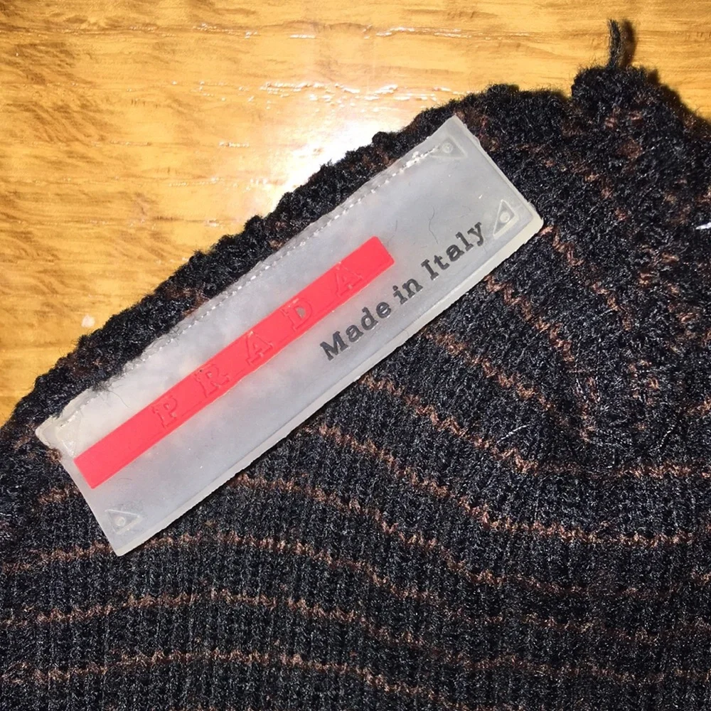 Vintage 90s PRADA Sport ribbed knitted beanie hat unisex